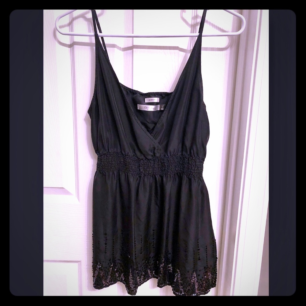 Black silk tank top